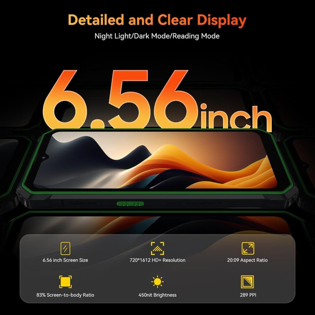 Blackview Rugged Smartphone Unlocked, 2023 BV6200 Rugged Phones, 13000mAh Battery 18W Fast Charge, Android 13, 8GB+64GB/2TB Expand, Waterproof Mobile Phones, Three Card Slots, 6.56 Display, T-Mobile